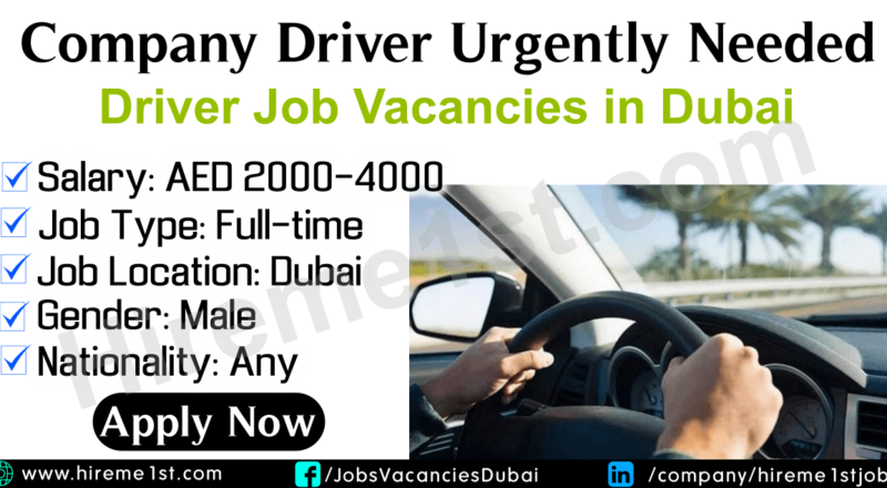 Company Driver Job Vacancy in Deira Dubai
